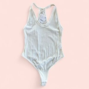 NWT Intimately Free People White ribbed bodysuit with scoop neckline Size Small